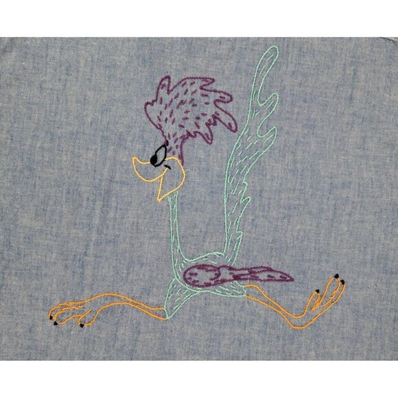 Vintage Big Mac Chambray Shirt Roadrunner Embroidery Penneys Small Medium Denim - Picture 4 of 8